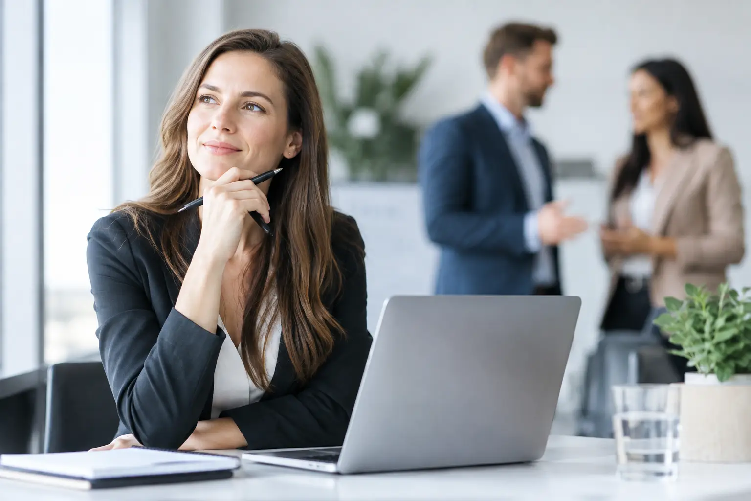 Unternehmerin plant am Laptop den Aufbau ihres Vertriebs